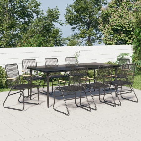 Juego de comedor de jardín 9 piezas ratán PVC negro de , Conjuntos de jardín - Ref: Foro24-3099220, Precio: 644,94 €, Descuen...