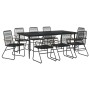 Juego de comedor de jardín 9 piezas ratán PVC negro de , Conjuntos de jardín - Ref: Foro24-3099220, Precio: 644,94 €, Descuen...