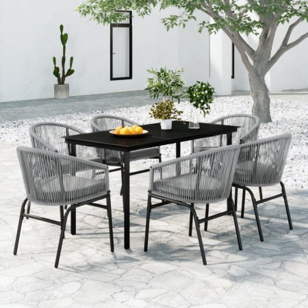 Juego de comedor de jardín 7 piezas ratán sintético gris de , Conjuntos de jardín - Ref: Foro24-3099236, Precio: 659,00 €, De...