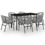 Juego de comedor de jardín 7 piezas ratán sintético gris de , Conjuntos de jardín - Ref: Foro24-3099236, Precio: 659,00 €, De...