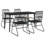 Juego de comedor de jardín 5 piezas ratán PVC negro de , Conjuntos de jardín - Ref: Foro24-3099217, Precio: 333,86 €, Descuen...