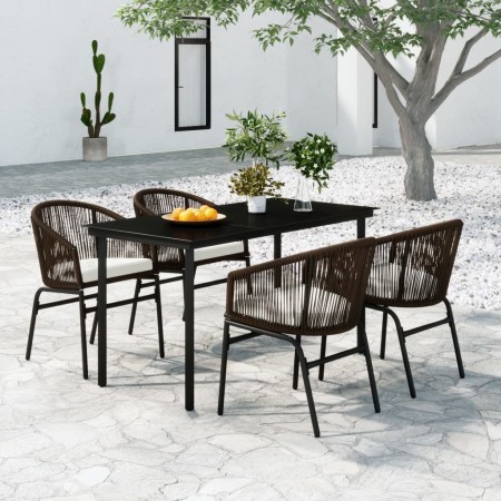 Juego de comedor de jardín 5 piezas con cojines marrón de , Conjuntos de jardín - Ref: Foro24-3099229, Precio: 542,12 €, Desc...