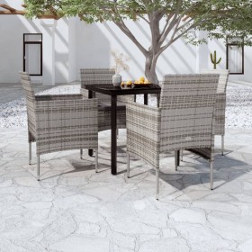 Juego de comedor para jardín 5 piezas con cojines gris y negro de , Conjuntos de jardín - Ref: Foro24-3099288, Precio: 304,58...