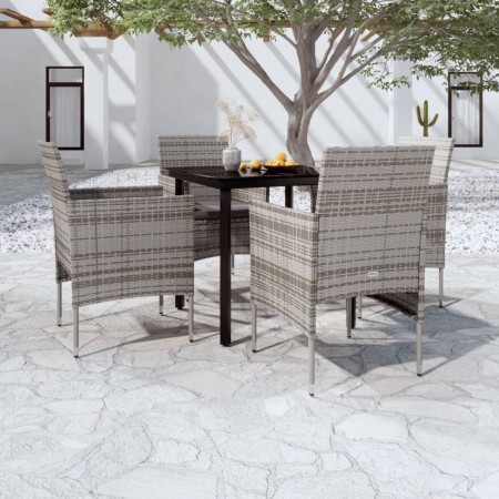 Juego de comedor para jardín 5 piezas con cojines gris y negro de , Conjuntos de jardín - Ref: Foro24-3099288, Precio: 304,58...