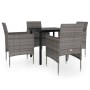 Juego de comedor para jardín 5 piezas con cojines gris y negro de , Conjuntos de jardín - Ref: Foro24-3099288, Precio: 304,58...
