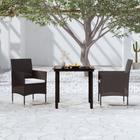 Juego de comedor de jardín 3 piezas con cojines negro de , Conjuntos de jardín - Ref: Foro24-3099281, Precio: 218,49 €, Descu...