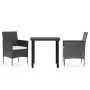 Juego de comedor de jardín 3 piezas con cojines negro de , Conjuntos de jardín - Ref: Foro24-3099281, Precio: 218,49 €, Descu...