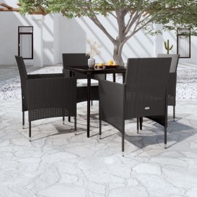 Juego de comedor de jardín 5 piezas con cojines negro de , Conjuntos de jardín - Ref: Foro24-3099306, Precio: 305,94 €, Descu...