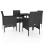 Juego de comedor de jardín 5 piezas con cojines negro de , Conjuntos de jardín - Ref: Foro24-3099306, Precio: 305,94 €, Descu...