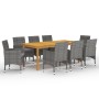 Juego de comedor de jardín 9 piezas gris de vidaXL, Conjuntos de jardín - Ref: Foro24-3067860, Precio: 658,09 €, Descuento: %