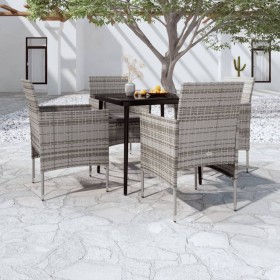 Juego de comedor para jardín 5 piezas con cojines gris y negro de , Conjuntos de jardín - Ref: Foro24-3099312, Precio: 321,03...