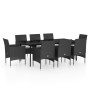 Juego de comedor de jardín 9 piezas con cojines negro de , Conjuntos de jardín - Ref: Foro24-3099310, Precio: 679,57 €, Descu...