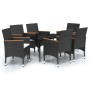 Juego de comedor de jardín 7 piezas con cojines negro de , Conjuntos de jardín - Ref: Foro24-3099344, Precio: 435,49 €, Descu...