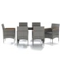 Juego de comedor de jardín 7 piezas con cojines gris y negro de , Conjuntos de jardín - Ref: Foro24-3099338, Precio: 525,66 €...