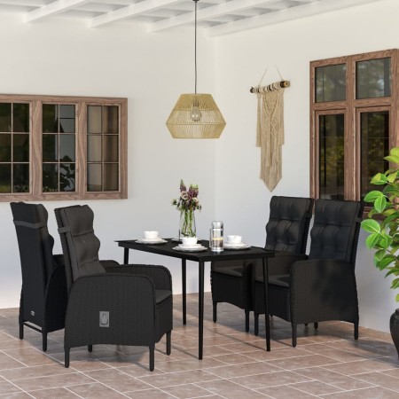 Juego de comedor de jardín 5 piezas con cojines negro de , Conjuntos de jardín - Ref: Foro24-3099367, Precio: 580,92 €, Descu...