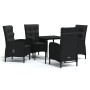 Juego de comedor de jardín 5 piezas con cojines negro de , Conjuntos de jardín - Ref: Foro24-3099367, Precio: 580,92 €, Descu...