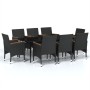 Juego de comedor de jardín 9 piezas con cojines negro de , Conjuntos de jardín - Ref: Foro24-3099346, Precio: 653,67 €, Descu...
