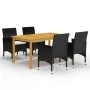 Juego de comedor para jardín de 5 piezas negro de vidaXL, Conjuntos de jardín - Ref: Foro24-3067761, Precio: 391,04 €, Descue...