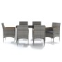 Juego de comedor de jardín 7 piezas con cojines gris y negro de , Conjuntos de jardín - Ref: Foro24-3099350, Precio: 520,03 €...