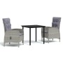Juego de comedor de jardín 3 piezas con cojines gris y negro de , Conjuntos de jardín - Ref: Foro24-3099359, Precio: 334,36 €...