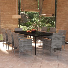 Juego de comedor de jardín 9 piezas gris y negro de , Conjuntos de jardín - Ref: Foro24-3099352, Precio: 779,35 €, Descuento: %