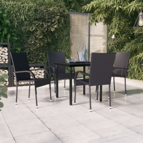 Juego de comedor de jardín 5 piezas negro de , Conjuntos de jardín - Ref: Foro24-3099378, Precio: 284,92 €, Descuento: %