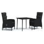Juego de comedor de jardín 3 piezas con cojines negro de , Conjuntos de jardín - Ref: Foro24-3099365, Precio: 342,26 €, Descu...