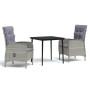 Juego de comedor de jardín 3 piezas con cojines gris y negro de , Conjuntos de jardín - Ref: Foro24-3099371, Precio: 354,32 €...