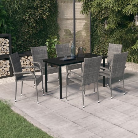 Juego de comedor para jardín 7 piezas gris y negro de , Conjuntos de jardín - Ref: Foro24-3099392, Precio: 386,01 €, Descuent...