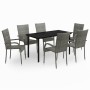 Juego de comedor para jardín 7 piezas gris y negro de , Conjuntos de jardín - Ref: Foro24-3099392, Precio: 386,01 €, Descuent...