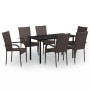 Juego de comedor de jardín 7 piezas negro y marrón de , Conjuntos de jardín - Ref: Foro24-3099386, Precio: 397,40 €, Descuent...