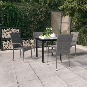 Juego de comedor de jardín 5 piezas gris y negro de , Conjuntos de jardín - Ref: Foro24-3099390, Precio: 275,34 €, Descuento: %