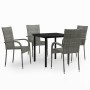 Juego de comedor de jardín 5 piezas gris y negro de , Conjuntos de jardín - Ref: Foro24-3099390, Precio: 275,34 €, Descuento: %