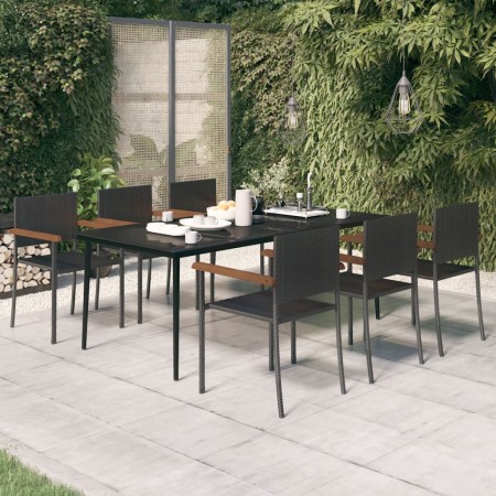 Juego de comedor para jardín 7 piezas negro de , Conjuntos de jardín - Ref: Foro24-3099423, Precio: 565,94 €, Descuento: %