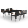Juego de comedor para jardín 7 piezas negro de , Conjuntos de jardín - Ref: Foro24-3099423, Precio: 565,94 €, Descuento: %
