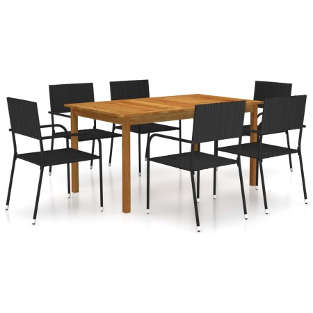 Juego de comedor para jardín de 7 piezas negro de vidaXL, Conjuntos de jardín - Ref: Foro24-3067830, Precio: 341,03 €, Descue...