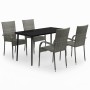 Juego de comedor para jardín 5 piezas con cojines gris y negro de , Conjuntos de jardín - Ref: Foro24-3099409, Precio: 310,09...