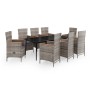 Juego de comedor de jardín 9 pzas con cojines gris de , Conjuntos de jardín - Ref: Foro24-3099454, Precio: 1,00 €, Descuento: %