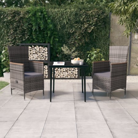 Juego de comedor de jardín 3 piezas con cojines gris de , Conjuntos de jardín - Ref: Foro24-3099449, Precio: 399,24 €, Descue...