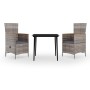 Juego de comedor de jardín 3 piezas con cojines gris de , Conjuntos de jardín - Ref: Foro24-3099449, Precio: 399,24 €, Descue...