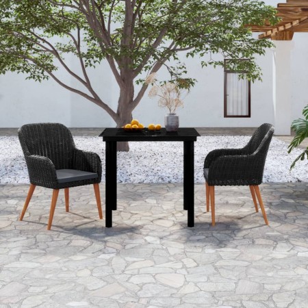 Juego de comedor de jardín 3 piezas con cojines negro de , Conjuntos de jardín - Ref: Foro24-3099505, Precio: 298,05 €, Descu...