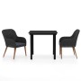 Juego de comedor de jardín 3 piezas con cojines negro de , Conjuntos de jardín - Ref: Foro24-3099505, Precio: 298,05 €, Descu...