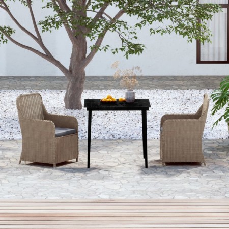 Juego de comedor de jardín 3 piezas con cojines marrón de , Conjuntos de jardín - Ref: Foro24-3099547, Precio: 427,21 €, Desc...