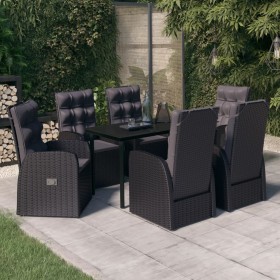 Juego de comedor de jardín 7 piezas con cojines negro de , Conjuntos de jardín - Ref: Foro24-3099482, Precio: 1,00 €, Descuen...