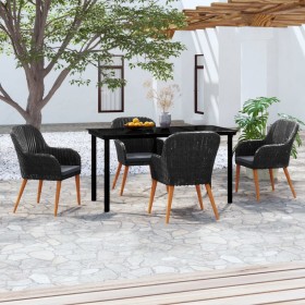 Juego de comedor de jardín 5 piezas con cojines negro de , Conjuntos de jardín - Ref: Foro24-3099507, Precio: 541,21 €, Descu...