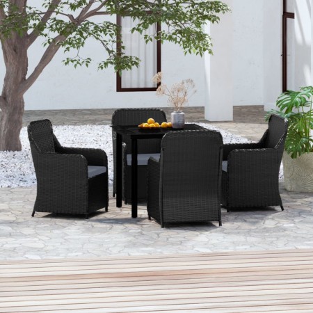Juego de comedor de jardín 5 piezas con cojines negro de , Conjuntos de jardín - Ref: Foro24-3099530, Precio: 617,46 €, Descu...