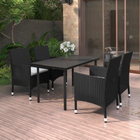 Set comedor de jardín 5 pzas y cojines ratán sintético y vidrio de , Conjuntos de jardín - Ref: Foro24-3099681, Precio: 357,9...