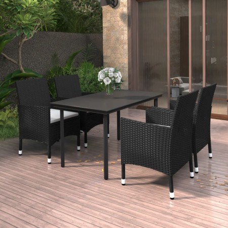 Set comedor de jardín 5 pzas y cojines ratán sintético y vidrio de , Conjuntos de jardín - Ref: Foro24-3099681, Precio: 357,9...