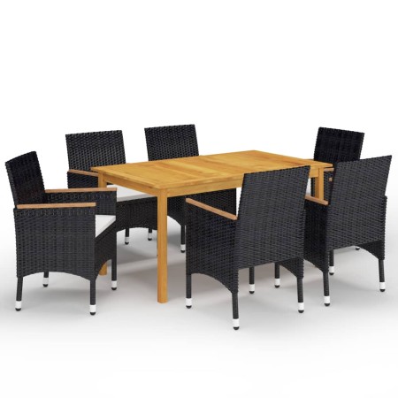Juego de comedor de jardín de 7 piezas negro de vidaXL, Conjuntos de jardín - Ref: Foro24-3067771, Precio: 464,36 €, Descuent...