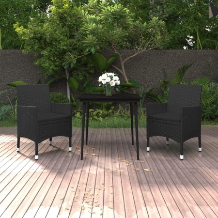 Set comedor de jardín 3 pzas y cojines ratán sintético y vidrio de , Conjuntos de jardín - Ref: Foro24-3099733, Precio: 264,0...
